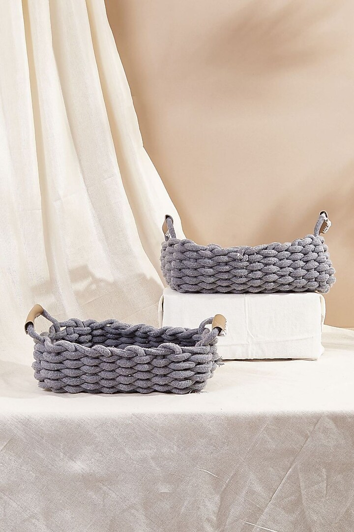 Grey Knit Fabric Basket Set by Mason Home at Pernia's Pop Up Shop