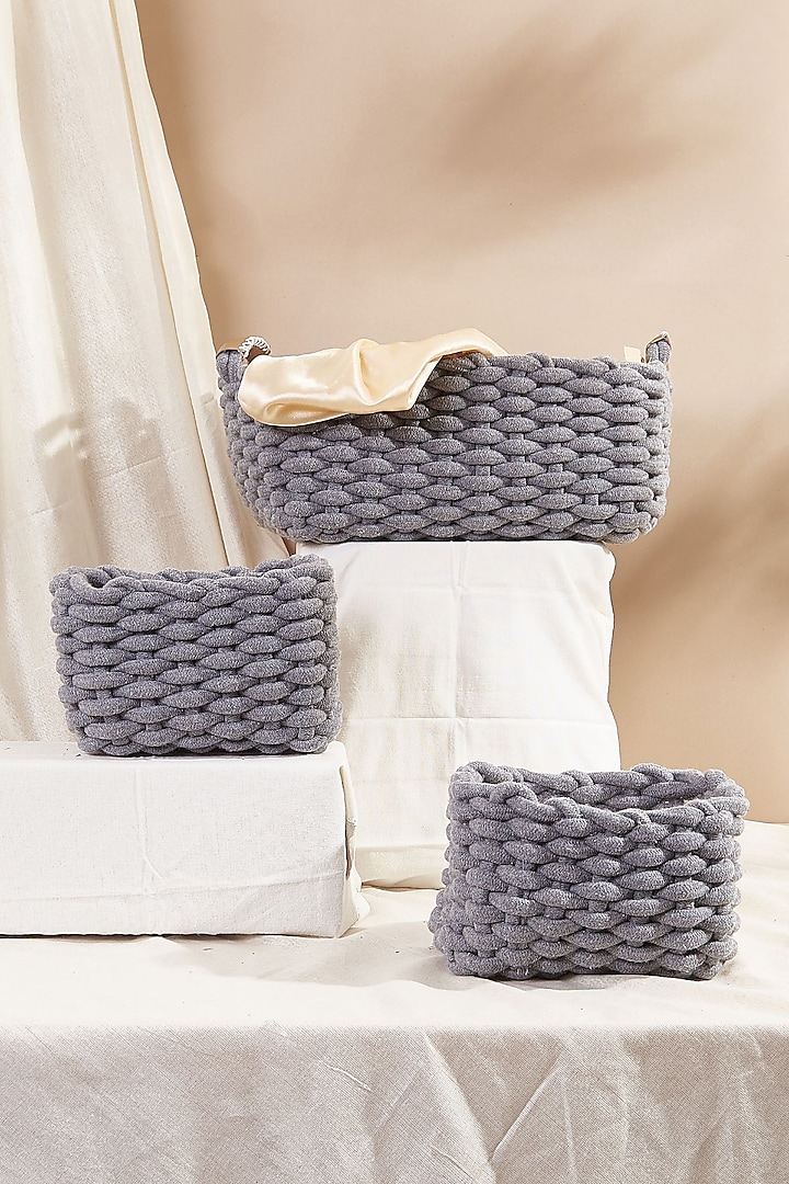 Grey Knit Fabric Basket Set by Mason Home at Pernia's Pop Up Shop