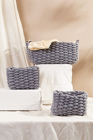 Grey Knit Fabric Basket Set by Mason Home
