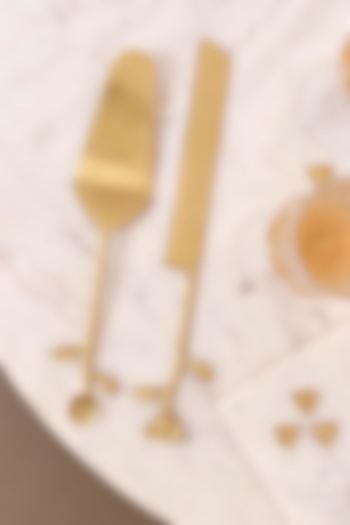 Botanical Gold Floral Cake Knife And Server (Set of 2) by Mason Home at Pernia's Pop Up Shop