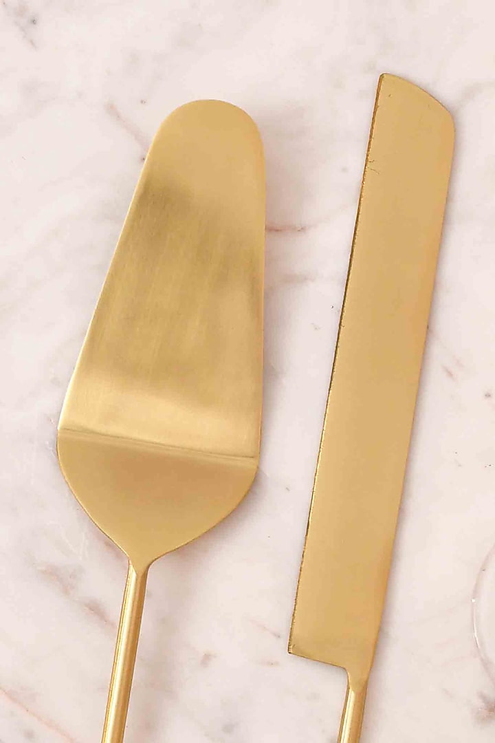 Botanical Gold Floral Cake Knife And Server (Set of 2) by Mason Home at Pernia's Pop Up Shop