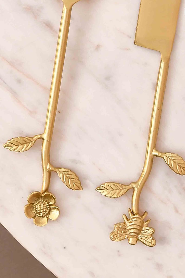 Botanical Gold Floral Cake Knife And Server (Set of 2) by Mason Home at Pernia's Pop Up Shop