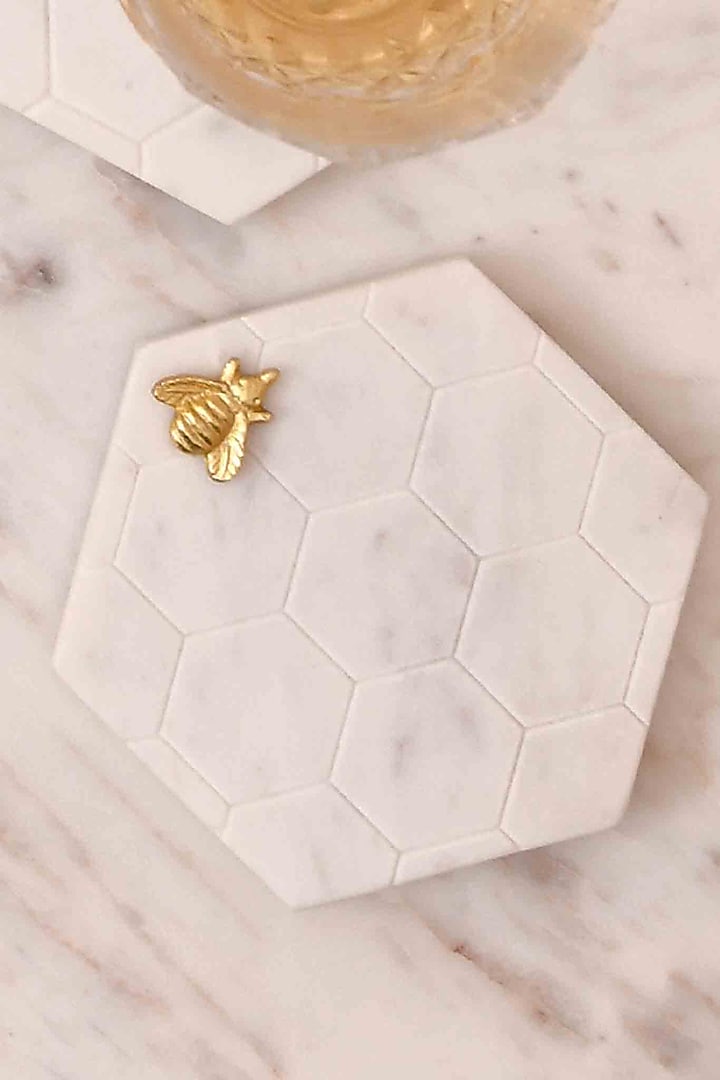 Bumble Bee Marble Coasters – Lace, Grace & Peonies