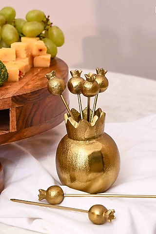 Luxe Pomegranate Gold Appetizer Picks (Set Of 6) by Mason Home