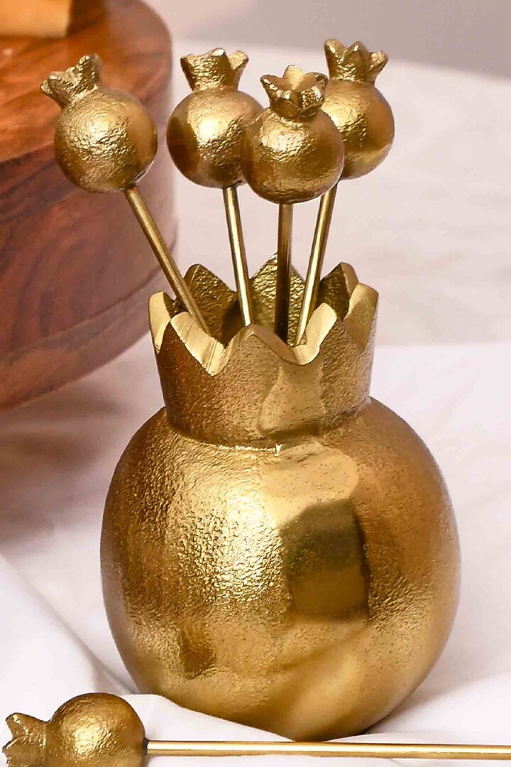 Luxe Pomegranate Gold Appetizer Picks (Set Of 6) by Mason Home at Pernia's Pop Up Shop
