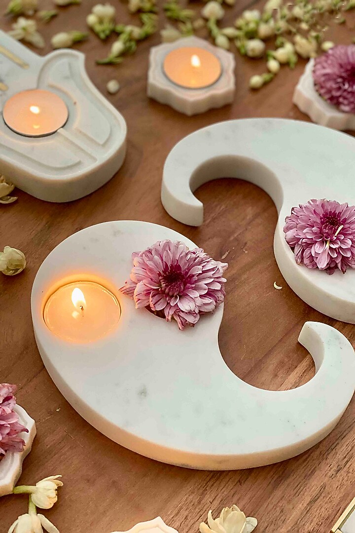 Pichola Marble Paisley Votive Holder (Set Of 2) by Mason Home at Pernia's Pop Up Shop
