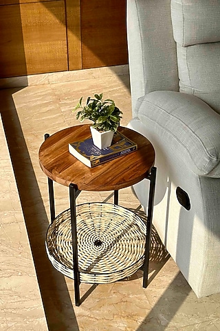 Manila Rattan & Acacia Side Table by Mason Home