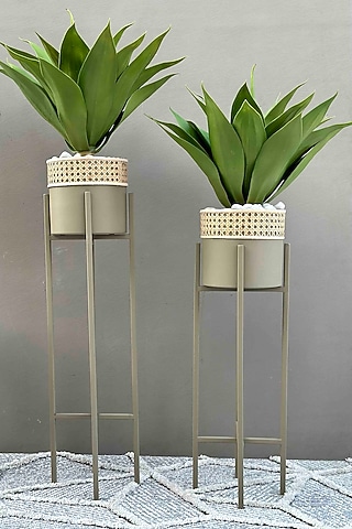 Manila Rattan Olive Green Planter (Set Of 2) by Mason Home