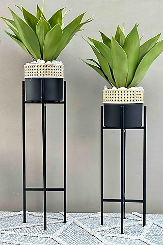 Manila Rattan Black Planter (Set Of 2) by Mason Home
