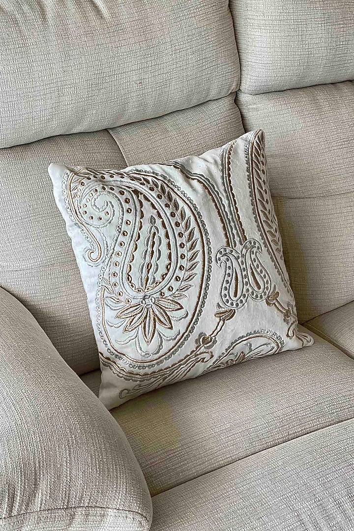 Pichola Silver & Copper Paisley Cushion by Mason Home at Pernia's Pop Up Shop