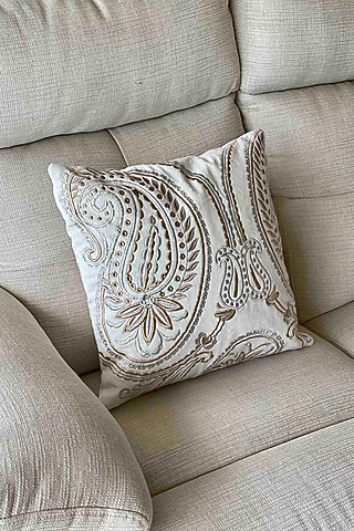 Pichola Silver & Copper Paisley Cushion by Mason Home