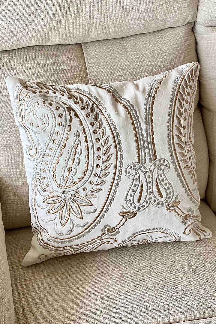 Pichola Silver & Copper Paisley Cushion by Mason Home at Pernia's Pop Up Shop