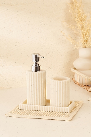 Off-White Composite Marble Bathroom Set by Mason Home