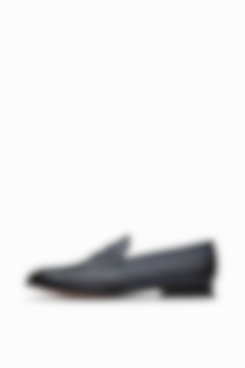 Navy Blue Calf Leather Loafers by 3DM Lifestyle