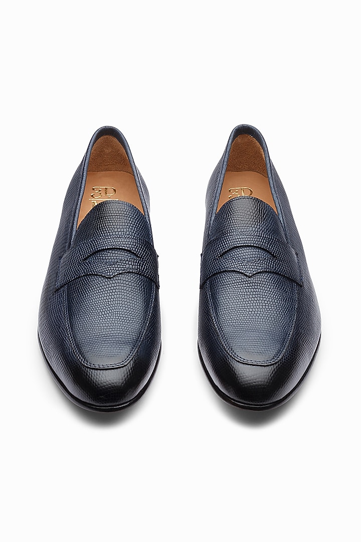 Navy Blue Calf Leather Loafers by 3DM Lifestyle at Pernia's Pop Up Shop
