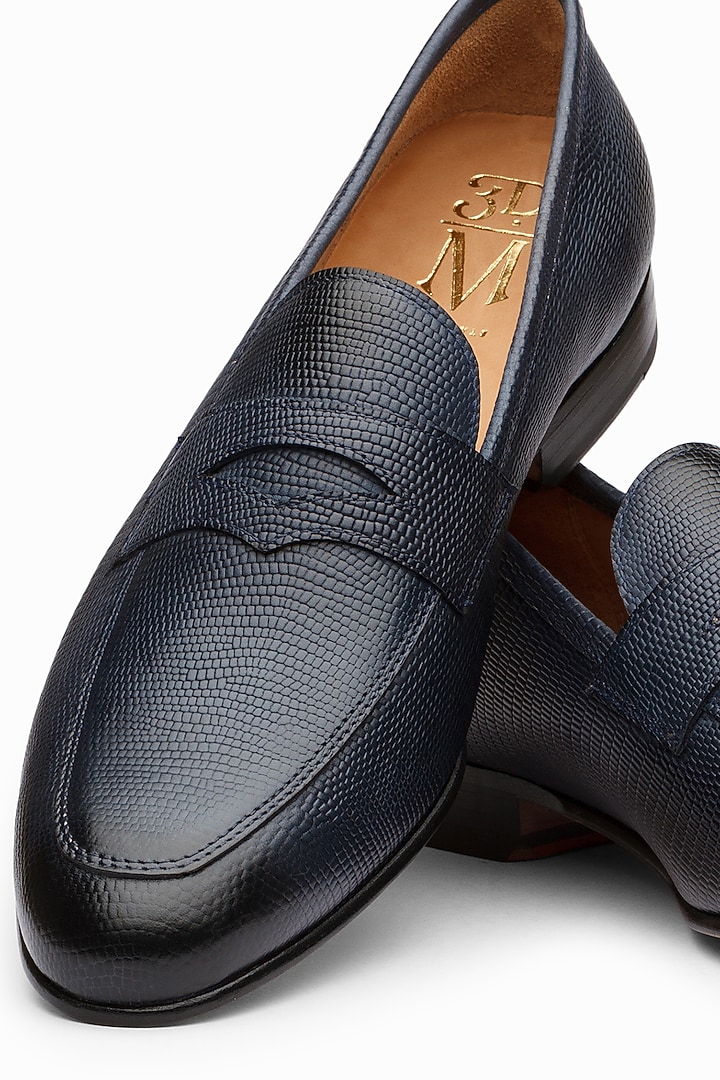 Navy Blue Calf Leather Loafers by 3DM Lifestyle at Pernia's Pop Up Shop