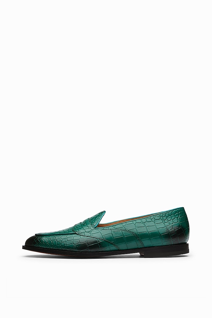 Bottle Green Calf Leather Loafers by 3DM Lifestyle