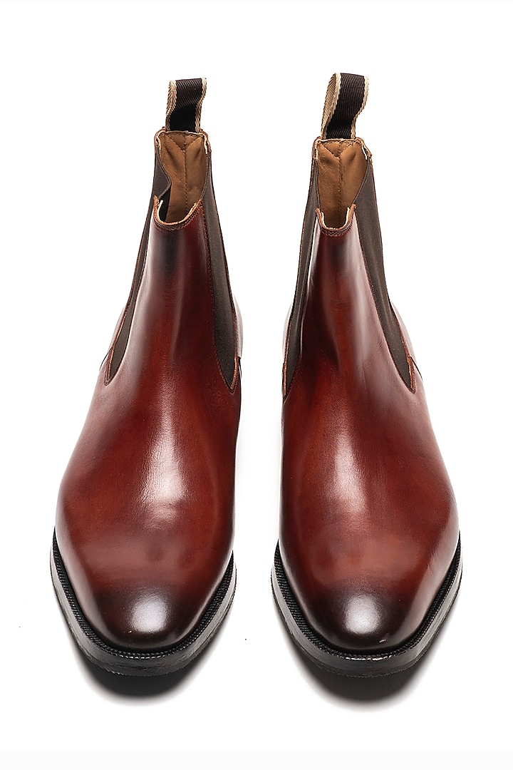Dark Cognac Full Grain Calfskin Leather Chelsea Boots by 3DM Lifestyle