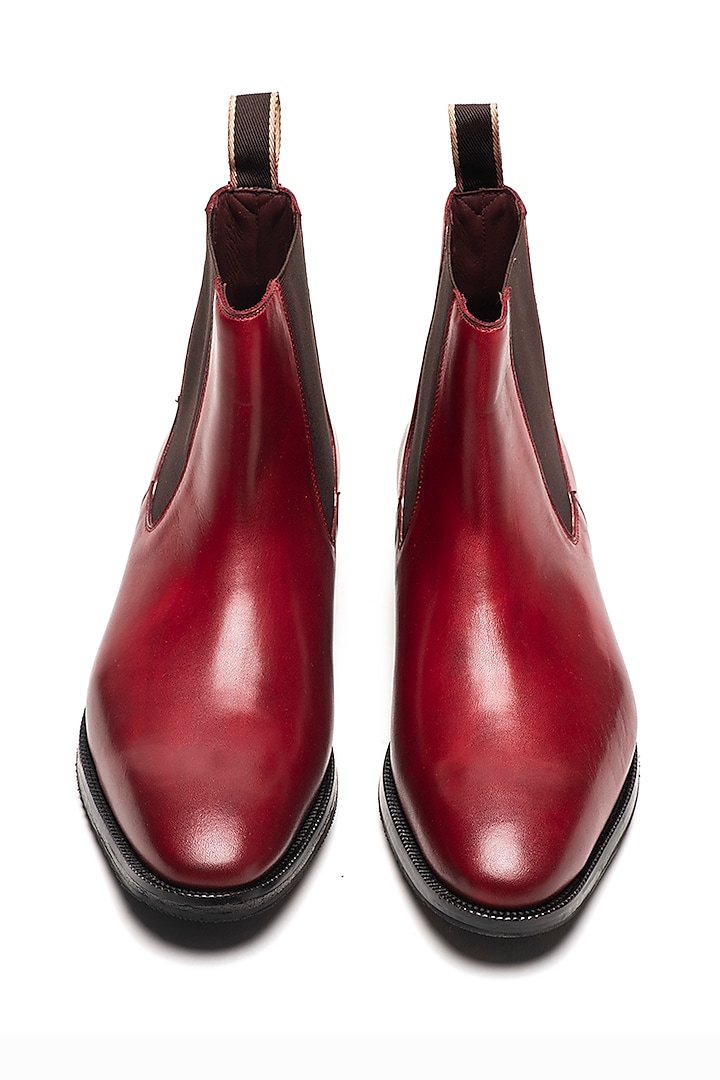 Dark oxblood Full Grain Calfskin Leather Chelsea Boots by 3DM Lifestyle