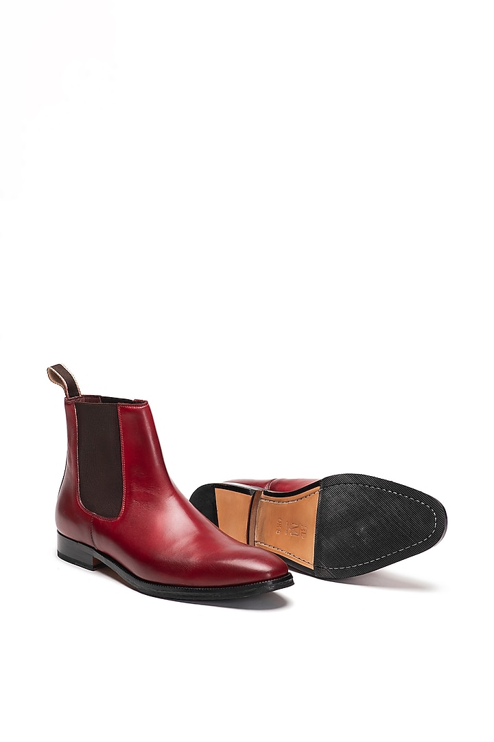 Dark oxblood Full Grain Calfskin Leather Chelsea Boots by  display picture 2
