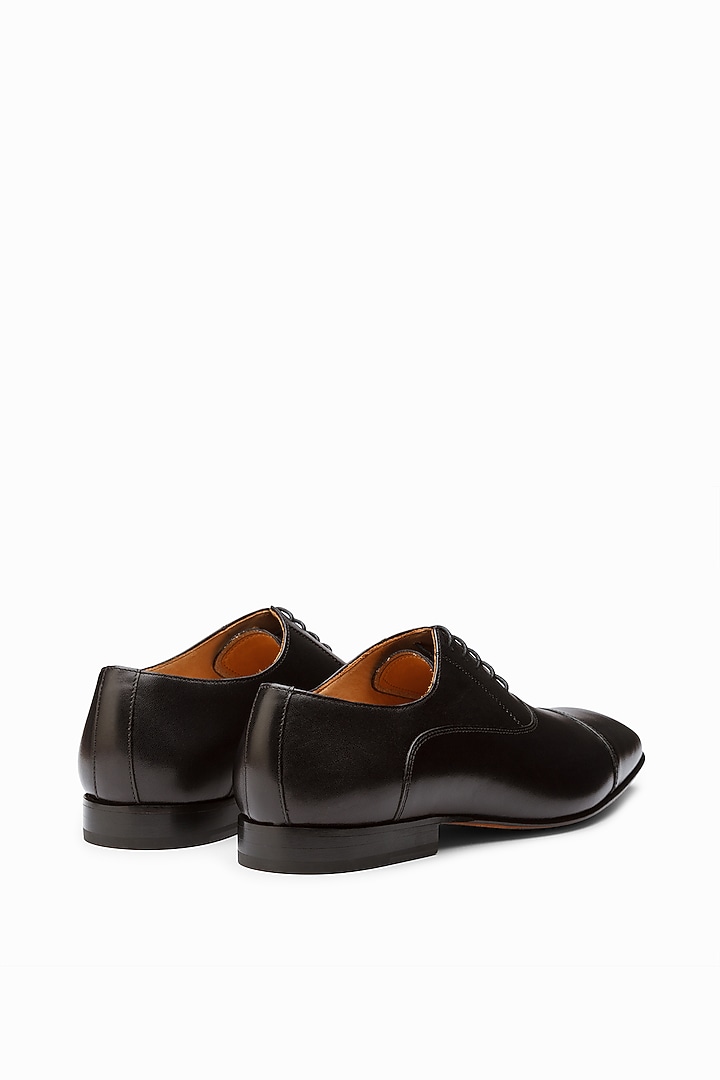Black Full Grain Calfskin Leather Cap Toe Oxford Shoes by 3DM Lifestyle at Pernia's Pop Up Shop