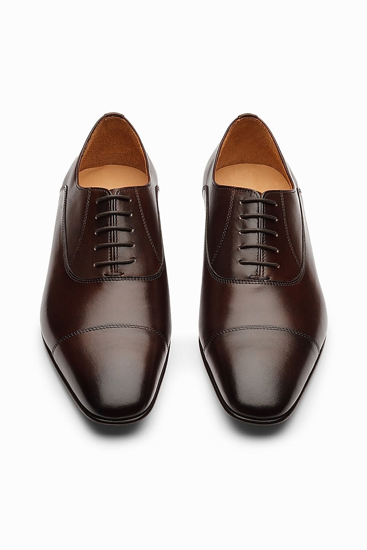 Dark Brown Full Grain Calfskin Leather Cap Toe Oxford Shoes by 3DM Lifestyle