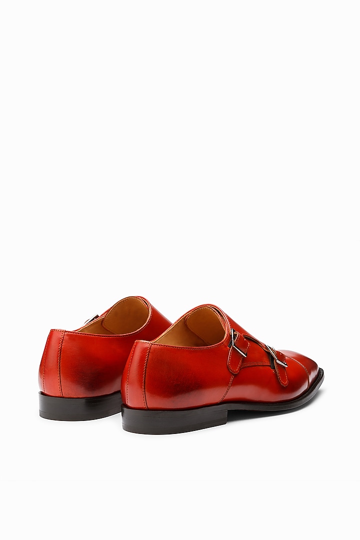 Chilli Red Full Grain Calfskin Leather Double Monk Strap Shoes by 3DM Lifestyle at Pernia's Pop Up Shop