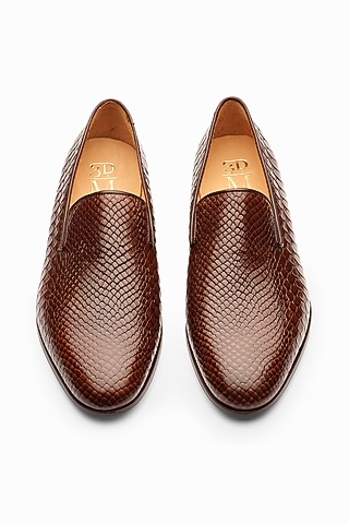 Dark Brown Leather Hand Painted Loafers by 3DM Lifestyle