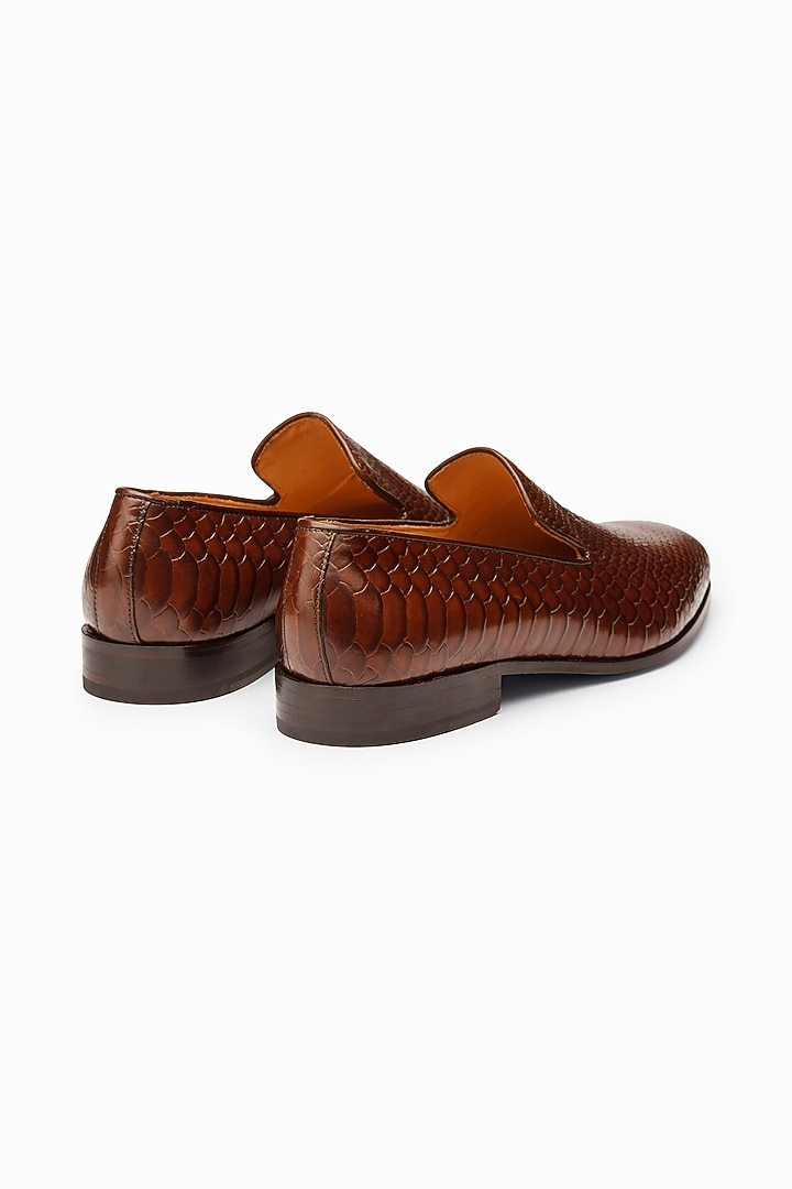 Dark Brown Leather Hand Painted Loafers by 3DM Lifestyle at Pernia's Pop Up Shop