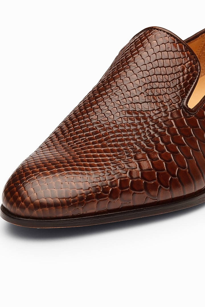 Dark Brown Leather Hand Painted Loafers by 3DM Lifestyle at Pernia's Pop Up Shop