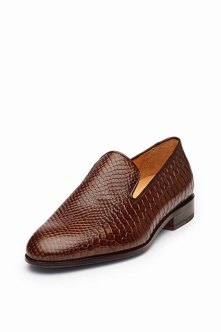 Dark Brown Leather Hand Painted Loafers by 3DM Lifestyle at Pernia's Pop Up Shop