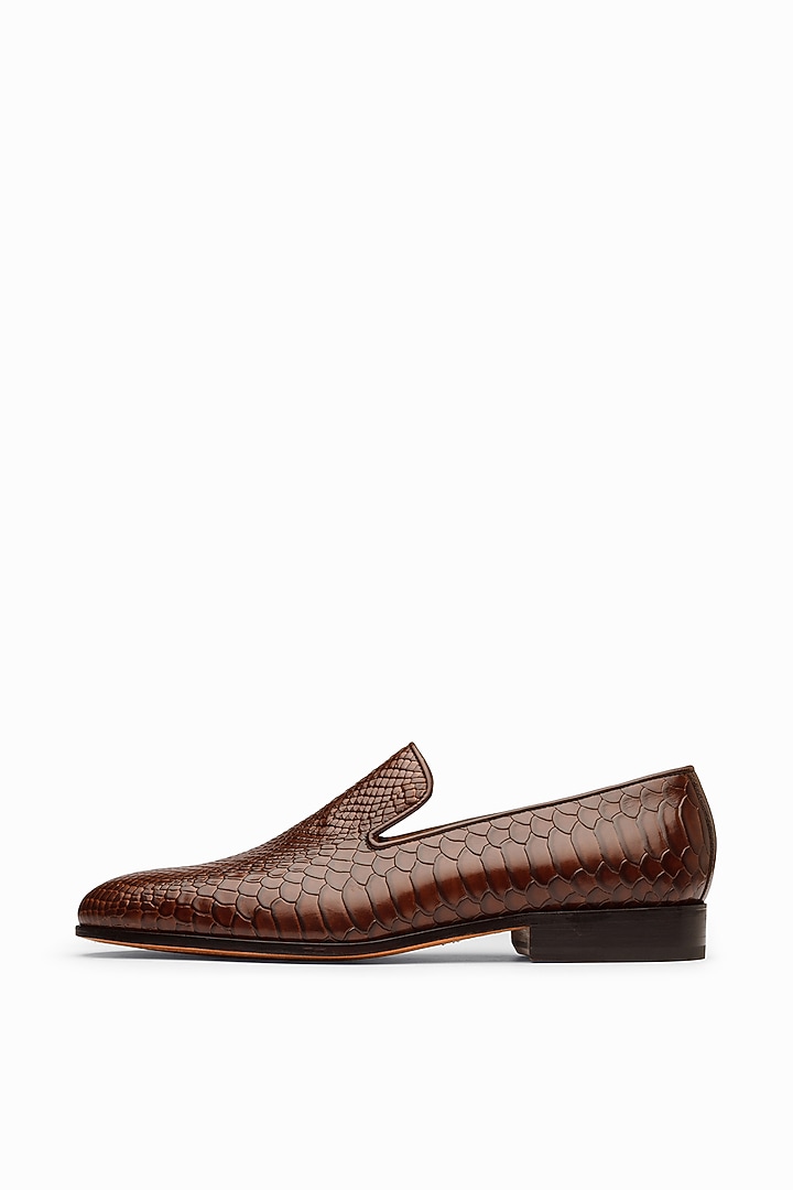 Dark Brown Leather Hand Painted Loafers by 3DM Lifestyle at Pernia's Pop Up Shop
