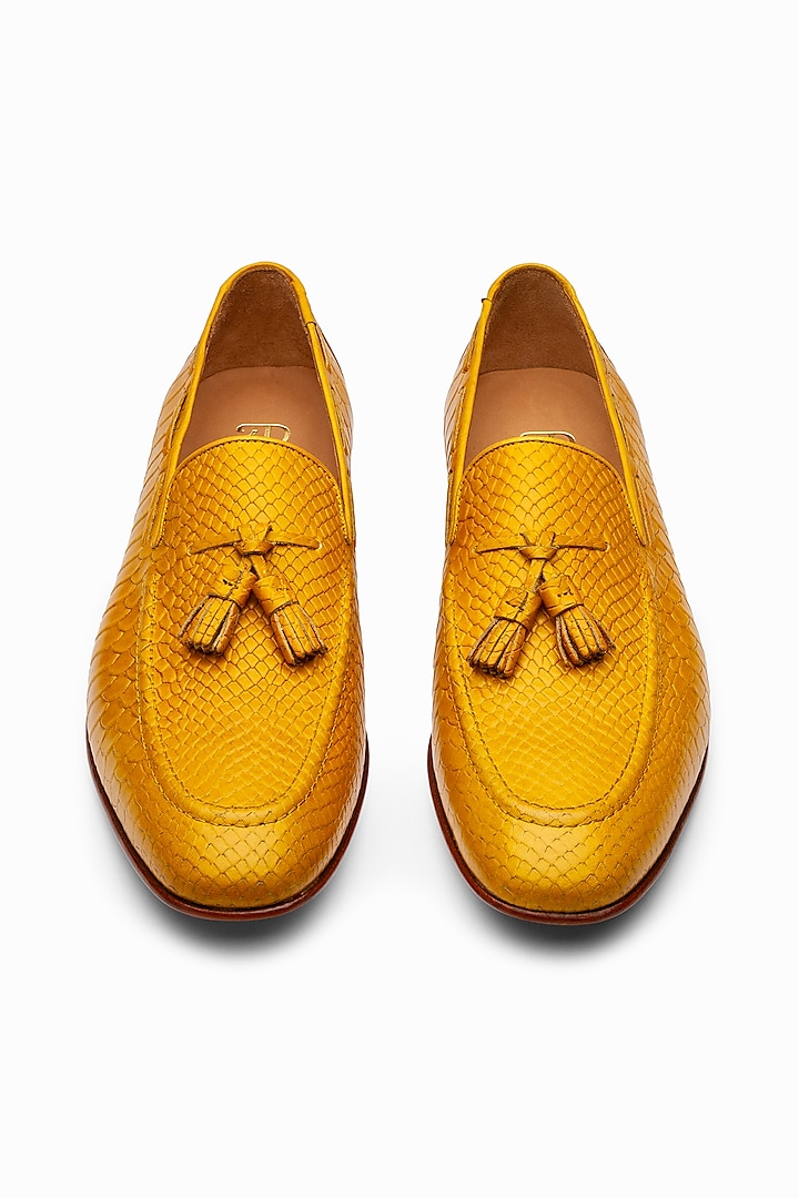 Yellow Leather Hand Painted Shoes by 3DM Lifestyle
