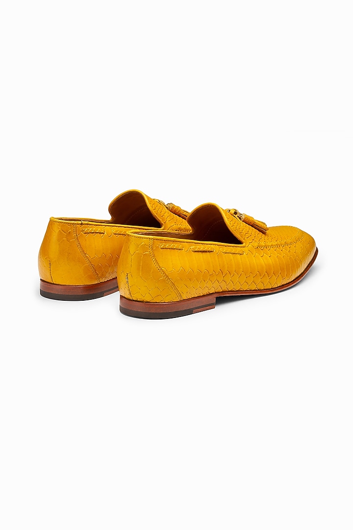 Yellow Leather Hand Painted Shoes by 3DM Lifestyle at Pernia's Pop Up Shop