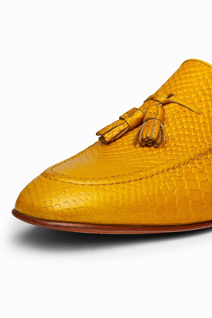 Yellow Leather Hand Painted Shoes by 3DM Lifestyle at Pernia's Pop Up Shop