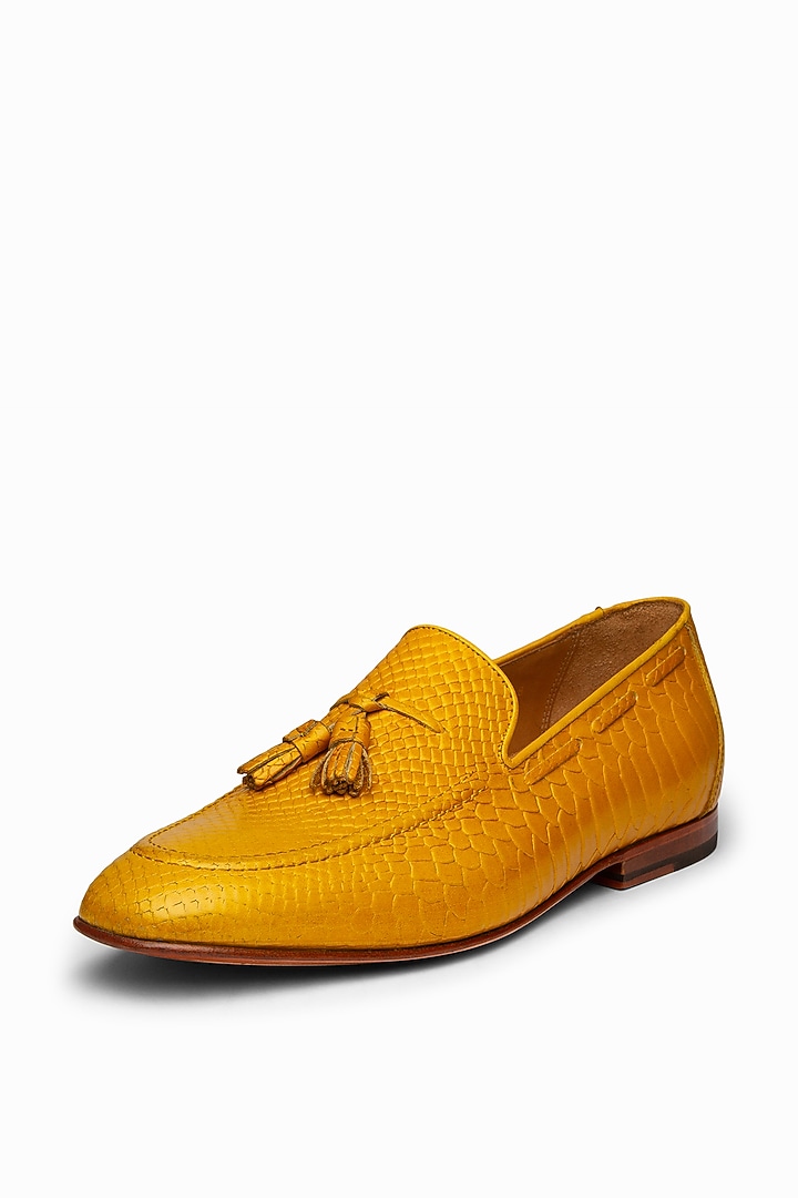 Yellow Leather Hand Painted Shoes by 3DM Lifestyle at Pernia's Pop Up Shop