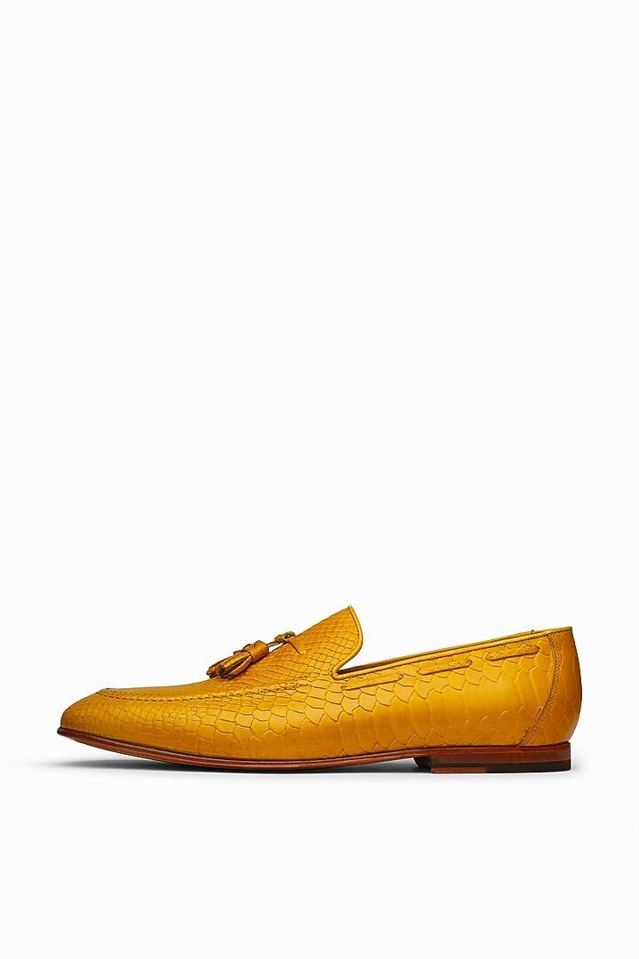 Yellow Leather Hand Painted Shoes by 3DM Lifestyle at Pernia's Pop Up Shop