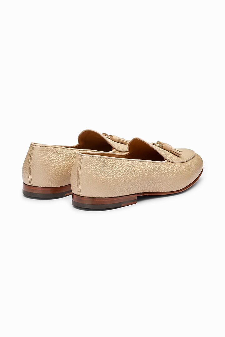 Beige Leather Hand Painted Loafers by 3DM Lifestyle at Pernia's Pop Up Shop