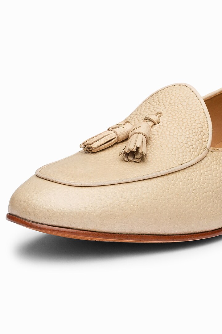 Beige Leather Hand Painted Loafers by 3DM Lifestyle at Pernia's Pop Up Shop