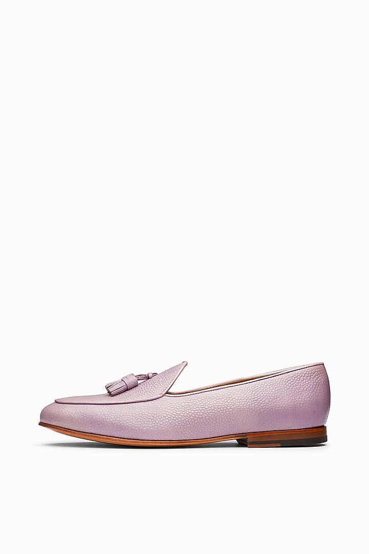 Purple Leather Hand Painted Loafers by 3DM Lifestyle at Pernia's Pop Up Shop