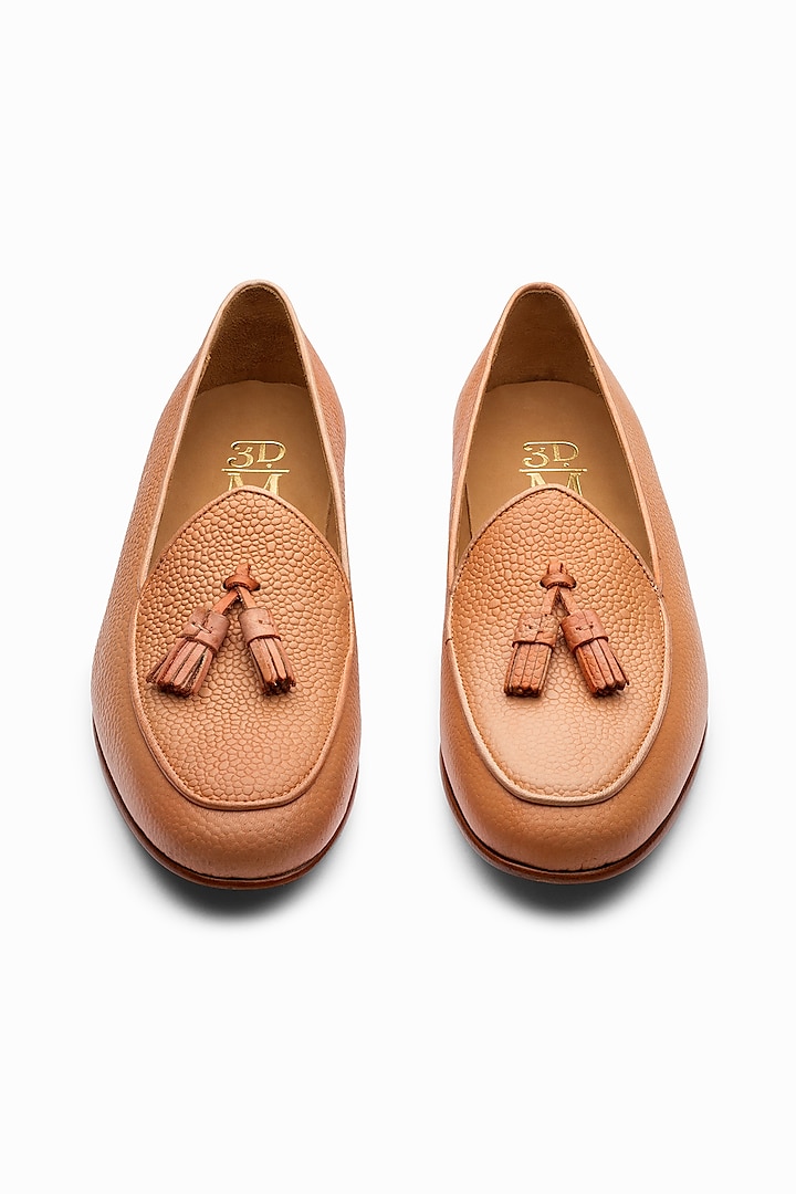 Peach Leather Hand Painted Loafers by 3DM Lifestyle