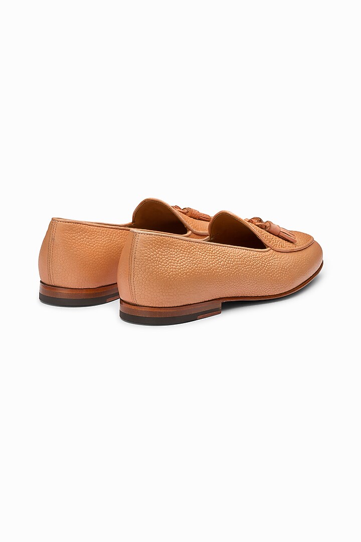 Peach Leather Hand Painted Loafers by 3DM Lifestyle at Pernia's Pop Up Shop