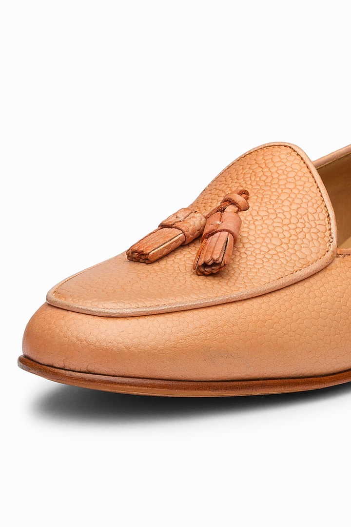 Peach Leather Hand Painted Loafers by 3DM Lifestyle at Pernia's Pop Up Shop