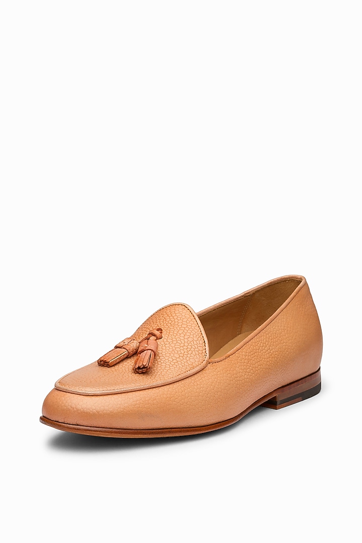 Peach Leather Hand Painted Loafers by 3DM Lifestyle at Pernia's Pop Up Shop