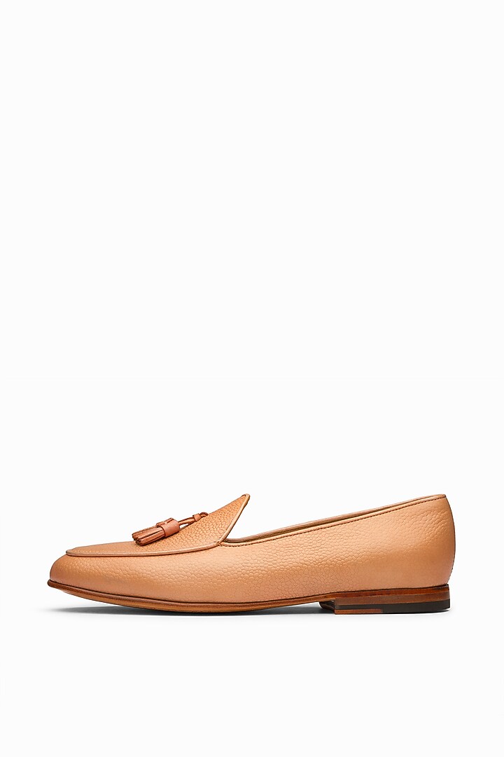 Peach Leather Hand Painted Loafers by 3DM Lifestyle at Pernia's Pop Up Shop