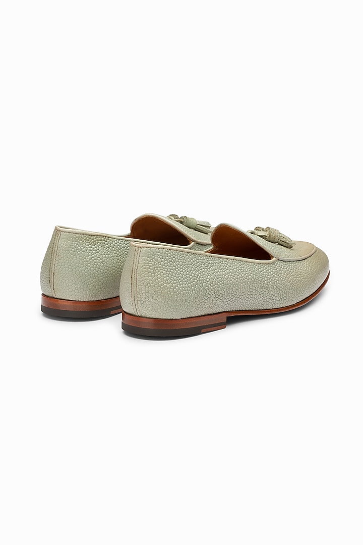 Grey Leather Hand Painted Loafers by 3DM Lifestyle at Pernia's Pop Up Shop
