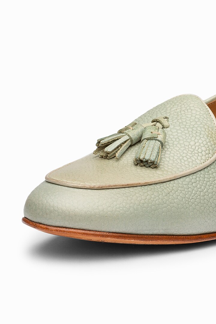 Grey Leather Hand Painted Loafers by 3DM Lifestyle at Pernia's Pop Up Shop