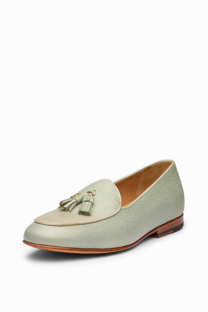 Grey Leather Hand Painted Loafers by 3DM Lifestyle at Pernia's Pop Up Shop