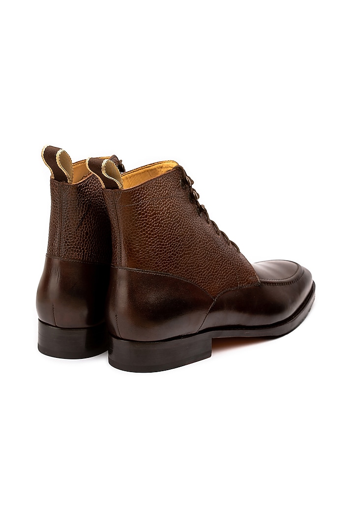 Dark Brown Leather Hand Painted Shoes by 3DM Lifestyle at Pernia's Pop Up Shop