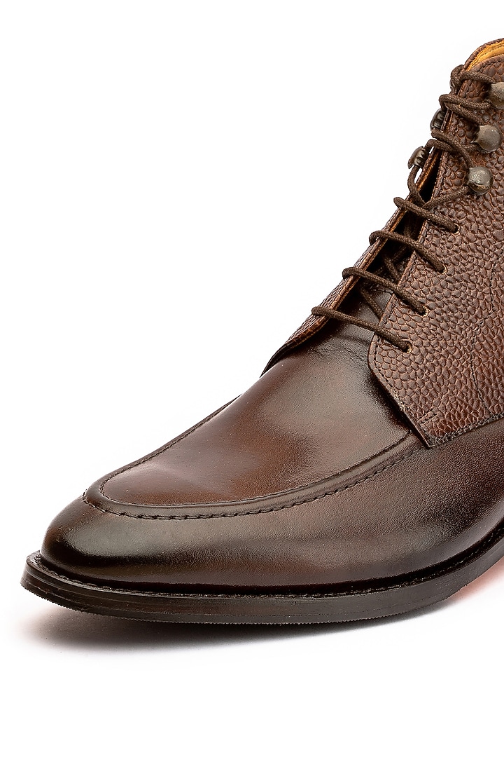 Dark Brown Leather Hand Painted Shoes by 3DM Lifestyle at Pernia's Pop Up Shop
